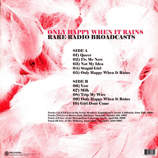 Imagen de la portada del disco Only Happy When It Rains: Rare Radio Broadcasts del artista Garbage